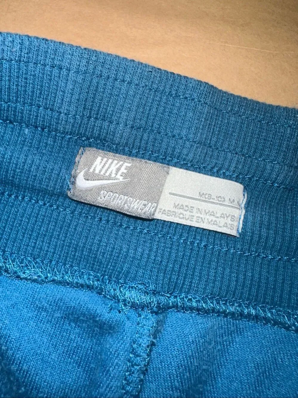 Nike Sportswear Size M Velour Wide Leg Track Pants Blue Y2K Lounge Athleisure